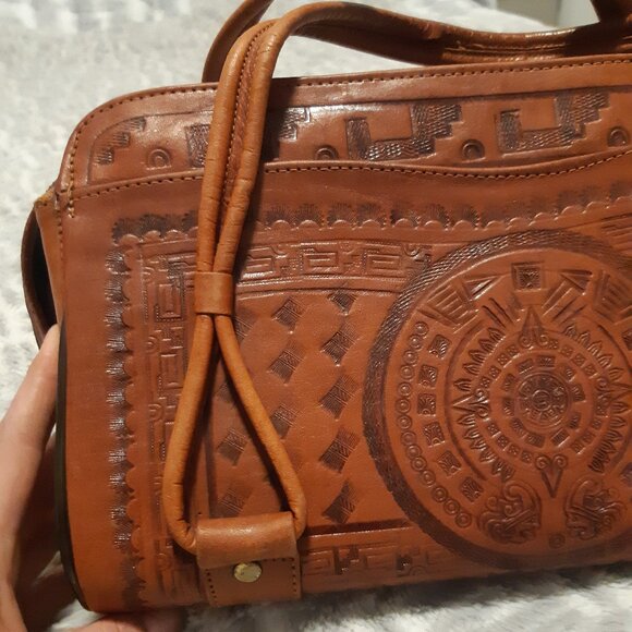 Retro Mexican satchel from the 70s-80s, unique, vintage, genuine leather, Aztec - Picture 14 of 15